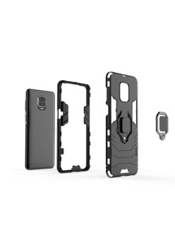 Carcasa Antisoc Ring Armor KickStand pentru Xiaomi Redmi Note 9S & Note 9 Pro, Negru