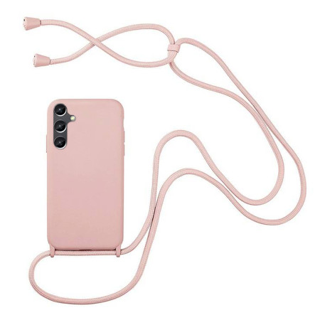 Husa compatibila cu Samsung Galaxy A34, Strap, Cu Snur prindere gat regrabil, Camera Protect, Antishock, Nude Pink