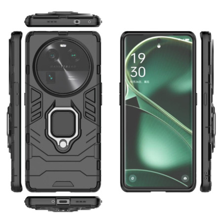 Husa Antisoc Armor compatibila Oppo Find X6 Pro, Ring-H Defender, Inel rotativ 360 grade, Magnet suport auto incorporat, TPU si PC, Black