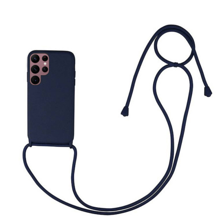 Husa compatibila cu Samsung Galaxy S23 Ultra, Strap, Cu Snur prindere gat regrabil, Camera Protect, Antishock, Albastru