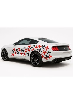 Stickere auto Paint Stains, set 2 bucati, 97x47 cm, design tuning in 2 culori, negru si rosu, folie Oracal exterior autoadeziva