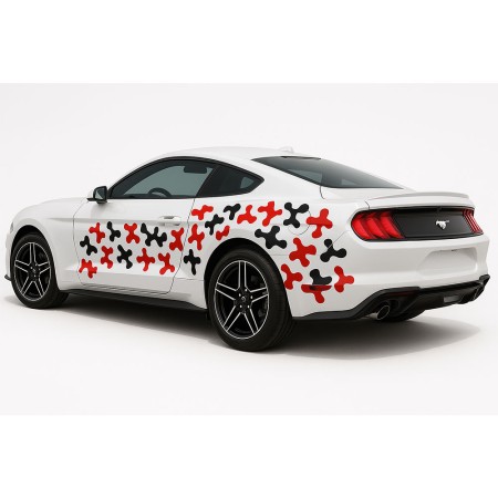 Stickere auto Paint Stains, set 2 bucati, 97x47 cm, design tuning in 2 culori, negru si rosu, folie Oracal exterior autoadeziva