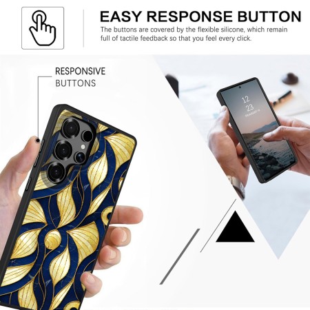 Husă pentru Samsung Galaxy S25 Ultra, DC Cobalt Marble, Protecție Cameră, Antișoc, Design Slim, Auriu - Albastru