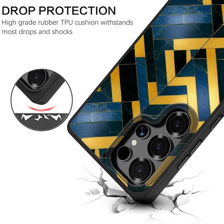 Husă pentru Samsung Galaxy S25 Ultra, DC Cobalt Marble, Protecție Cameră, Antișoc, Design Slim, Galben - Albastru