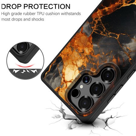 Husă pentru Samsung Galaxy S25 Ultra, Marble DC, Protecție Cameră, Antișoc, Design Slim, Negru - Aramiu
