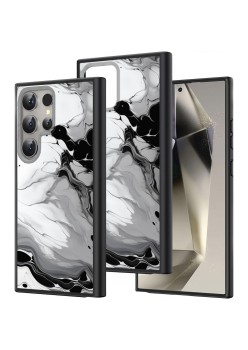Husă pentru Samsung Galaxy S25 Ultra, Marble BW, Protecție Cameră, Antișoc, Design Slim, Negru - Alb