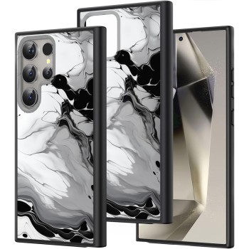 Husă pentru Samsung Galaxy S25 Ultra, Marble BW, Protecție Cameră, Antișoc, Design Slim, Negru - Alb