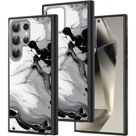 Husă pentru Samsung Galaxy S25 Ultra, Marble BW, Protecție Cameră, Antișoc, Design Slim, Negru - Alb