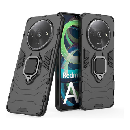 Husa telefon pentru Xiaomi Redmi A3, Inel Magnetic tip Suport, Negru