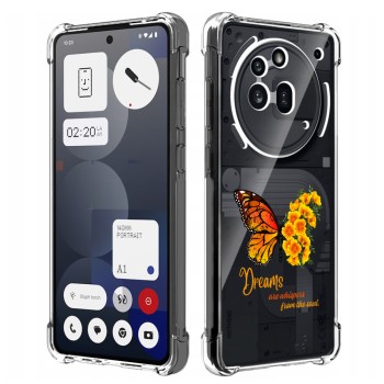 Husa Antisoc pentru Nothing Phone (3a) Pro - AirBag TPU, Colțuri Ranforsate- Butterfly Galben 