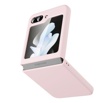 Husa 360 compatibila Samsung Galaxy Z Flip 5, Fata Spate si Folie Protectie Inclusa, Rose