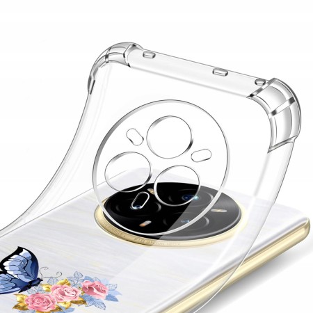 Husa Antisoc pentru Realme 14 Pro+ AirBag TPU, Colțuri Ranforsate- Butterfly Albastru 