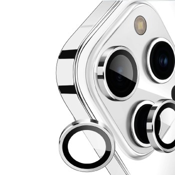 Folie Camera Foto compatibila Apple Iphone 15 Pro, 9H Anti Explozie Securizata, Silver
