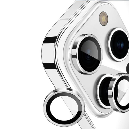 Folie Camera Foto compatibila Apple Iphone 15 Pro Max, 9H Anti Explozie Securizata, Silver