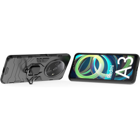 Husa telefon pentru Xiaomi Redmi A3, Inel Magnetic tip Suport, Negru