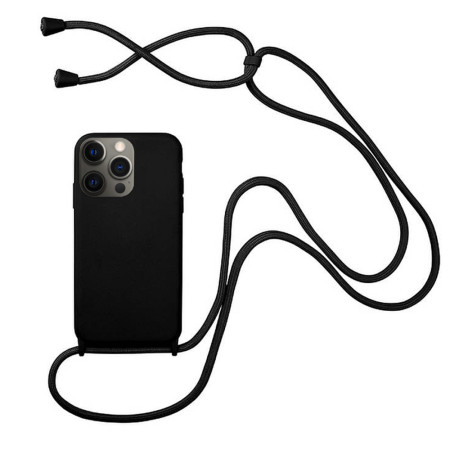 Husa compatibila cu Apple Iphone 12 Pro Max, Strap, Cu Snur prindere gat regrabil, Camera Protect, Antishock, Negru