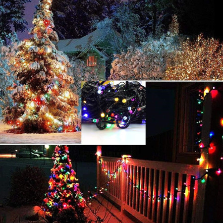 Instalatie Brad de Craciun lineara, 8 jocuri de lumini, beculet in 6 colturi, 24 m din care 1m prelungitor 220V, 300 LED, controler, Multicolor