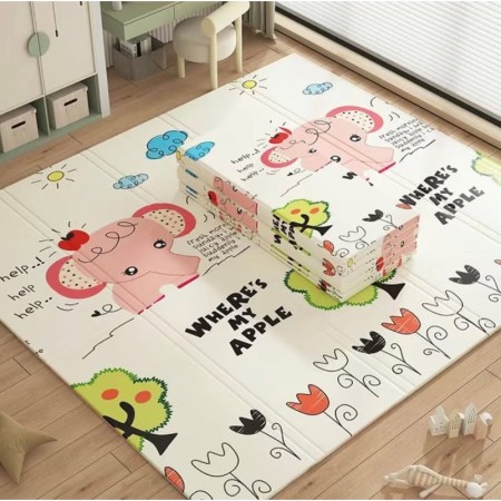 Covoraș de Joaca termic Elefantei si Iepurasi 1.5mx2mx1.5 cm, Pliabil, Impermeabil, Antiderapant, cu Spuma, pentru fete si baieti 