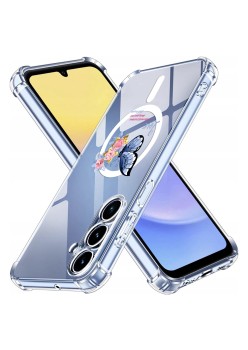 Husa Antisoc pentru Samsung Galaxy A16 - AirBag Magsafe, Colțuri Ranforsate- Butterfly Albastru 