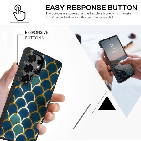 Husă pentru Samsung Galaxy S25 Ultra, DC Cobalt Marble, Protecție Cameră, Antișoc, Design Slim, Seigaiha