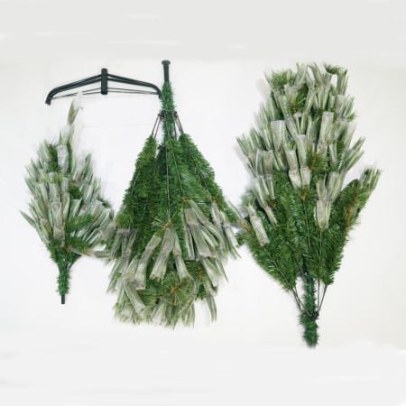 Brad artificial tip pin de Craciun, inaltime 180 cm, pentru interior/exterior, 626 ramuri, suport metalic inclus, Verde