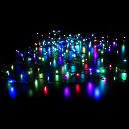 Instalatie Brad de Craciun liniara, 8 jocuri de lumini, Controler, 10 m din care 1m cablu priza, 220V, 100 LED, Muzicala, Multicolor