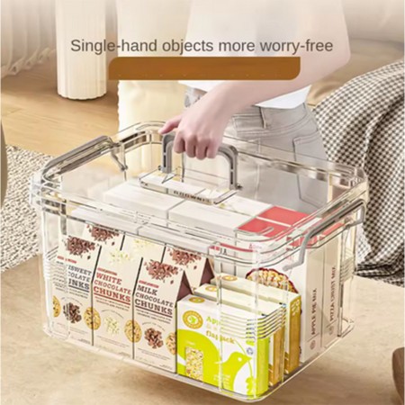 Cutie De Depozitare pentru Alimente, Jucarii, Accesorii, Portabila, 24x17x13.5 cm, Transparent-Gri