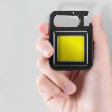Lanterna de buzunar cu 30 LED-uri, incarcare usb Tip-C, Tip Breloc, destinata ciclism, alpinism, exterior, camping, Negru