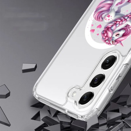 Husa pentru Samsung Galaxy A35 5G, Atasare Magnetica, MagSafe, Unicorn Pink, Clear