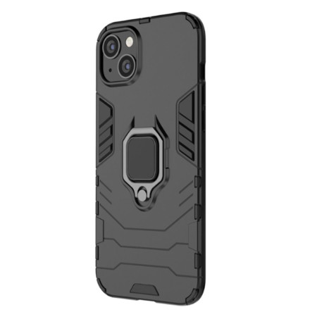 Husa Antisoc Armor compatibila Apple iPhone 15, Ring-H Defender, Inel rotativ 360 grade, Magnet suport auto incorporat, TPU si PC, Black