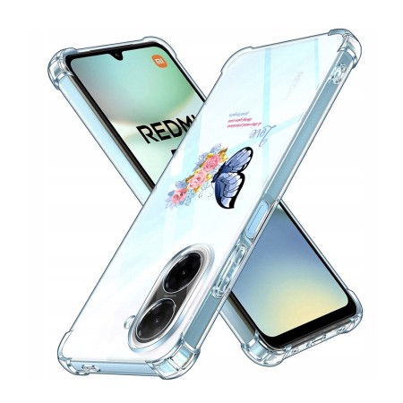 Husa Antisoc pentru Xiaomi Redmi A5 4G - AirBag TPU, Colțuri Ranforsate- Butterfly Albastru 