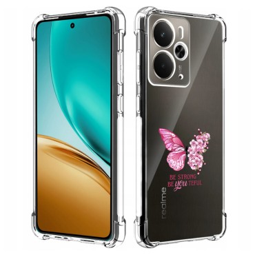 Husa Antisoc pentru Realme 14 / Realme 14T - AirBag TPU, Colțuri Ranforsate- Butterfly Roz 