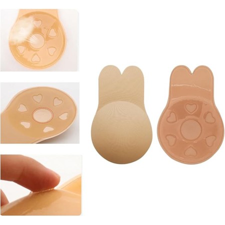 Sutien Invizibil Autoadeziv cu Silicon Push-Up, Reutilizabil, Fără Bretele, LiftUp, Mărime Universală 10.5 cm, Bej