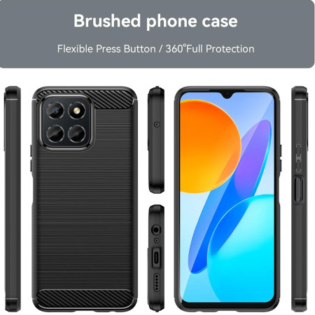 Husa Carbon compatibila Honor X8a, Tech Protect Anti-Soc, Negru