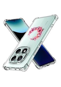 Husa Antisoc pentru Xiaomi Redmi Note 14 Pro 4G / Poco F7, AirBag, Pink wreath 1, Clear 