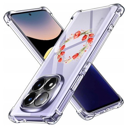 Husa Antisoc pentru Xiaomi Redmi Note 14 Pro+, AirBag, Pink wreath 15, Clear 