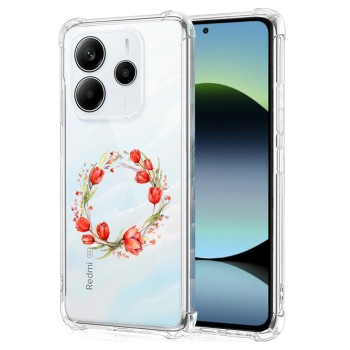 Husa Antisoc pentru Xiaomi Redmi Note 14 4G, AirBag, Pink wreath 15, Clear 