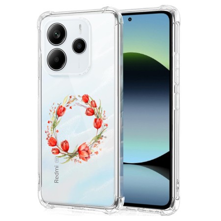 Husa Antisoc pentru Xiaomi Redmi Note 14 4G, AirBag, Pink wreath 15, Clear 
