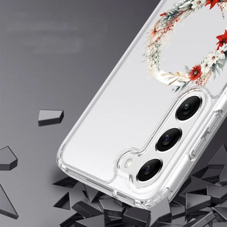 Husa pentru Samsung Galaxy A16, Atasare Magnetica, MagSafe, Pink Wreath 9, Clear
