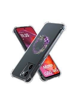 Husa Antisoc pentru Motorola Moto G05, AirBag, Pink wreath 10, Clear 