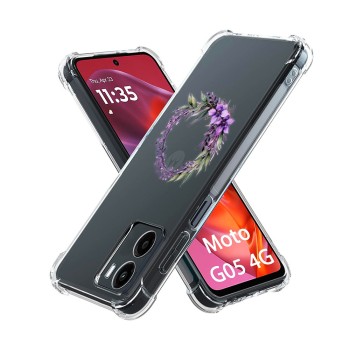 Husa Antisoc pentru Motorola Moto G05, AirBag, Pink wreath 10, Clear 