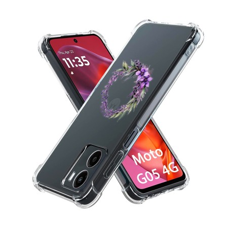 Husa Antisoc pentru Motorola Moto G05, AirBag, Pink wreath 10, Clear 