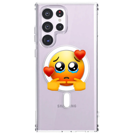 Husa personalizata Samsung Galaxy S23 Ultra, MagSafe Atasare Magnetica, Pleading Face With Hearts