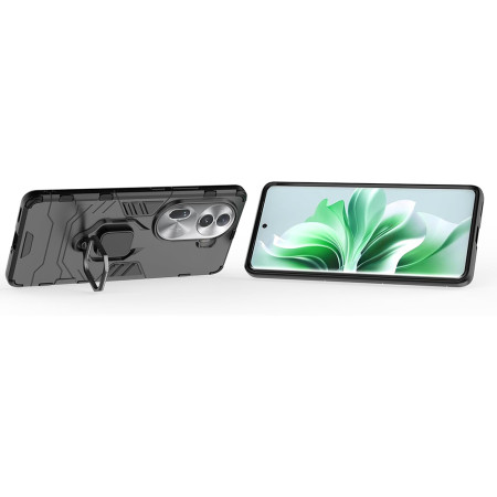 Husa telefon pentru Oppo Reno 11, Inel Magnetic tip Suport, Negru