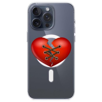 Husa personalizata Apple iPhone 14 Pro Max, MagSafe, Stitched Heart