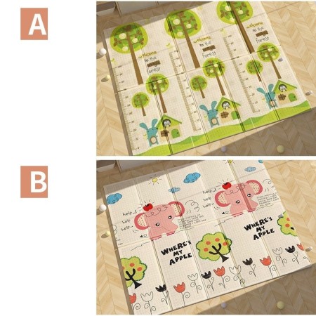 Covoraș de Joaca termic Elefantei si Iepurasi 1.5mx2mx1.5 cm, Pliabil, Impermeabil, Antiderapant, cu Spuma, pentru fete si baieti 