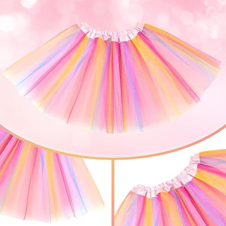 Costum Fluturas Fairy Dress cu Aripi Modelabile Luminoase pentru Copii, Fusta din Tul cu Lumini, 4 piese, Bumbac/Poliester, Curcubeu