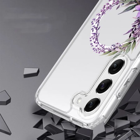 Husa pentru Samsung Galaxy A16, Atasare Magnetica, MagSafe, Pink Wreath 10, Clear