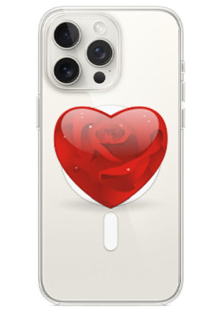 Husa personalizata Apple iPhone 14 Pro, MagSafe, Rose Heart