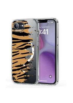 Husa pentru iPhone 16e, Atasare Magnetica, MagSafe, Pattern Skin 04, Clear